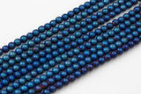 Matt Blue Metallic HEMATITE Beads. Round Smooth. 2mm, 4mm, 6mm, 8mm, or 12mm. Full Strand 16".