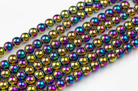 Multi Metallic HEMATITE Beads. Round Smooth. 2mm,3mm, 4mm, 6mm, 8mm,10mm or 12mm. Full Strand 16"-Full Strand 15.5 inch Strand