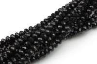 8mm Crystal Rondelle -1 or 5 or 10 STRANDS- Jet Black