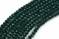 8mm Crystal Rondelle -2 or 5 or 10 STRANDS- Emerald Green