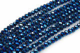 8mm Crystal Rondelle - 2 or 5 or 10 STRANDS- Blue Metallic