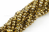 8mm Crystal Rondelle -2 or 5 or 10 STRANDS- Gold Metallic