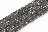 8mm Crystal Rondelle -1 or 5 or 10 STRANDS- Half Dark Silver