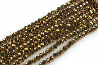 8mm Crystal Rondelle -1 or 5 or 10 STRANDS- Copper Metallic