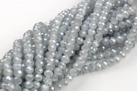 8mm Crystal Rondelle -2 or 5 or 10 STRANDS- Mystic Light Gray