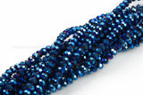 8mm Crystal Rondelle -1 or 5 or 10 STRANDS- Blue Metallic