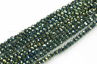 8mm Crystal Rondelle -1 or 5 or 10 STRANDS- Green Metallic