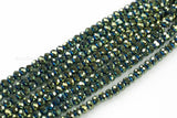 8mm Crystal Rondelle -1 or 5 or 10 STRANDS- Green Metallic