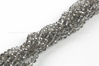 8mm Crystal Rondelle -2 or 5 or 10 STRANDS- Silver Sliver