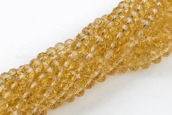 8mm Crystal Rondelle -1 or 5 or 10 STRANDS- Light Topaz