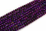 8mm Crystal Rondelle -1 or 5 or 10 STRANDS- Purple Metallic