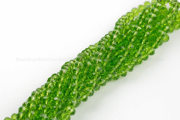 8mm Crystal Rondelle -1 or 5 or 10 STRANDS- Grass Green