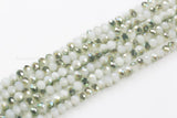 8mm Crystal Rondelle -2 or 5 or 10 STRANDS- Half Light Green Metallic