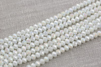 6mm and 8mm Crystal Rondelle -1 or 5 or 10 STRANDS- White Chalk Jade AB