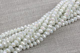 6mm and 8mm Crystal Rondelle -1 or 5 or 10 STRANDS- White Chalk Jade AB