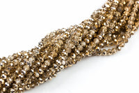 6mm Crystal Rondelle -2 or 5 or 10 STRANDS- Half Light Gold