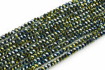 6mm Crystal Rondelle -1 or 5 or 10 STRANDS- Green Metallic