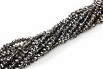 6mm Crystal Rondelle -1 or 5 or 10 STRANDS- Half Dark Silver