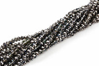 6mm Crystal Rondelle -1 or 5 or 10 STRANDS- Half Dark Silver