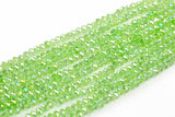 6mm Crystal Rondelle -1 or 5 or 10 STRANDS- Light Peridot AB