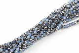 6mm Crystal Rondelle -1 or 5 or 10 STRANDS- Half White Opal Silver Metallic