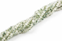 6mm Crystal Rondelle -1 or 5 or 10 STRANDS- Half Green Metallic