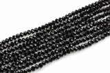 6mm Crystal Rondelle -2 or 5 or 10 STRANDS- Jet Black
