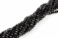 6mm Crystal Rondelle -2 or 5 or 10 STRANDS- Jet Black