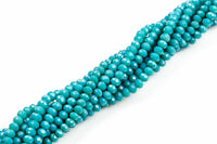 6mm Crystal Rondelle -2 or 5 or 10 STRANDS- Teal Blue Jade