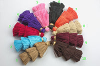 Ombre Puffy Tassels- 75mm - Triple Color- High Quality 10 Solid Colors-2 pcs Per Order- Perfect for Earrings