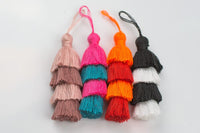 Ombre Puffy Tassels- 75mm - Triple Color- High Quality-30 Colors- Medium Size Solid Colors-2 pcs Per Order- Perfect for Earrings