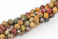 Natural Imperial Jasper- Hexagon Shape- High Quality- 9-10mm- Full Strand 16" - 39 Pieces Gemstone Beads