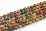 Natural Imperial Jasper- Hexagon Shape- High Quality- 9-10mm- Full Strand 16" - 39 Pieces Gemstone Beads