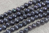 11-12mm Large Hole Freshwater Black Pearl, 8 Inch Strand Big Hole Beads