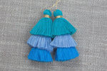 Ombre Puffy Blue Shade Tassels- 75mm - Triple Color- High Quality-2 pcs Per Order- Perfect for Earrings