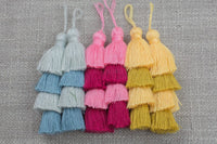 Ombre Puffy Tassels- 75mm - Triple Color- High Quality-30 Colors- Medium Size Solid Colors-2 pcs Per Order- Perfect for Earrings