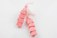 Ombre Puffy Tassels-Blush- 75mm - Quad Color- High Quality-30 Colors- Medium Size Solid Colors-2 pcs Per Order- Perfect for Earrings