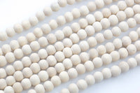 Natural Cream Colored Unfinished/Matt Wooden Off Round Shaped Beads with 2mm Holes - Sold by 15.5" Strands Gemstone Beads