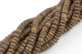 Natural Coconut Wood Heishi Roundl Shaped Beads with 1.5mm Holes - Sold by 15.5" Strands Gemstone Beads