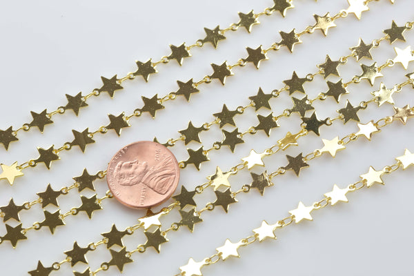 Star Chain Gold Plated Brass - High Quality 18 Karat Gold Plating 14k 18k - By THE YARD