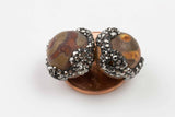 Large Beautiful Pave Stone DZI Bead...Hand encrusted with pave gunmetal hemitite diamonds. 1 bead. 12mm. Exclusive item!