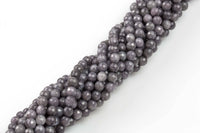 6mm- JADE Faceted Round- Single or Bulk- 15.5" - Dark Gray-Full Strand 15.5 inch Strand