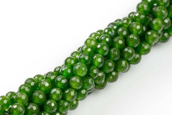 6mm- JADE Faceted Round- Single or Bulk- 15.5"- Evergreen-Full Strand 15.5 inch Strand