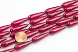 Ruby JADE 10x31mm Faceted Long Teardrop- Single or Bulk- 15.5" -Full Strand 15.5 inch Strand- 10*31mm