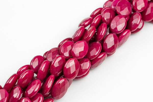 Ruby JADE Faceted Oval - Single or Bulk- 15.5" -Full Strand 15.5 inch Strand- 13*18mm