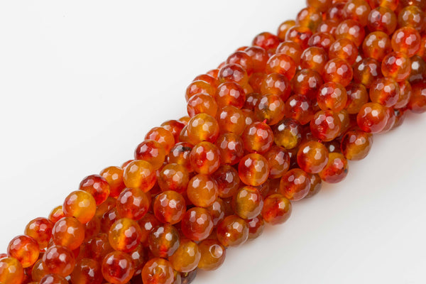 10mm- JADE Faceted Round- Single or Bulk- 15.5" - Fire Carnelian