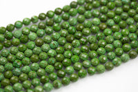 Natural Green Turquoise Turquiose, High Quality in Faceted Round- Full Strand 15.5 Inch Long-4mm,6mm, 8mm, 10mm, 12mm- All Sizes