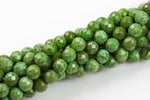 Natural Green Turquoise Turquiose, High Quality in Faceted Round- Full Strand 15.5 Inch Long-4mm,6mm, 8mm, 10mm, 12mm- All Sizes