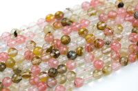 Natural Strawberry Quartz, High Quality in Faceted Round-6mm, 8mm, 10mm, 12mm- Wholesale Bulk or Single Strand! AAA Quality Gemstone Beads