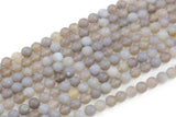 Natural Matt Banded Gray Agate, High Quality in Matt Faceted Round, 6mm, 8mm, 10mm- Full 15.5 Inch Strand- Gemstone Beads